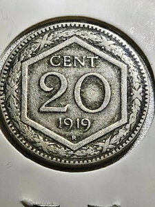 1919R �I�[�o�[�X�g���C�N 1894 �C�^���A 20 Centesimi KM58+KM28 ��ԗǍD �G���[���� - ��