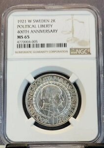 1921�N �X�E�F�[�f�� ��� 2�N���[�i 2K �����I���R400���N�L�O NGC MS 65 �W�F��