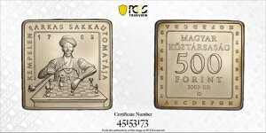 �n���K���[ �X�N�G�A 500 �t�H�����g BU �R�C�� 2002 KM#764 �`�F�X�}�V�� PCGS MS69 �g�b�v�|�b�v ??