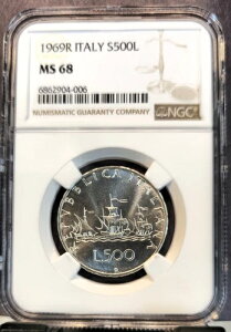 1969�N �C�^���A �V���o�[ 500���� S500L �R�����u�X�D NGC MS 68 �W�F�� BU ���A �g�b�v�|�b�v