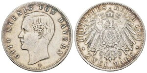 �h�C�c - �o�C�G�����鍑 2 �}�[�N 1891 D - J.45 - 11,1 Gr �V���o�[ - VF
