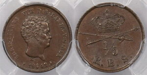 �f���}�[�N 1842 FF 1/5 Rbs PCGS MS 64 �u���E�� RIGSBANKSKILLING �ō����i PC1280