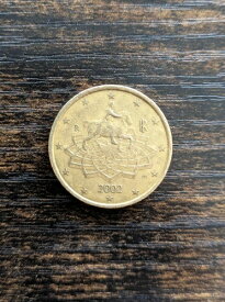 非常に希少なコイン 2002年 マルクス・アウレリウス 50ユーロセント イタリア 良好な状態