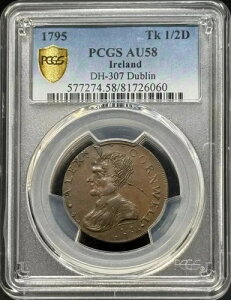 1795�N�R���_�[�g�[�N�� PCGS AU-58 BN DH-307 �_�u�����A�R�[���E�F���Y