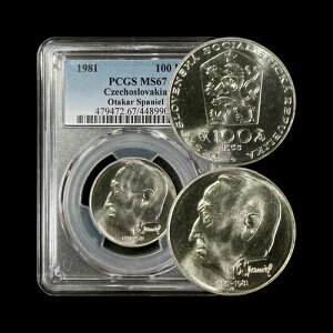 �`�F�R�X���o�L�A�B 1981�A100 �R�����A�V���o�[ - PCGS MS67 - �g�b�v �|�b�v ?? �X�p�j�G��