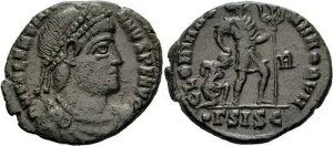 Valentinian I Centenionalis Siscia 367-375 GLORIA ROMANORVM Labarum RIC 14 (a) x-