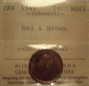 �J�i�_ �W���[�W6�� 1945�N �X���[���Z���g - ICCS MS-63 (XHT 346)