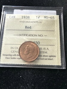 1938�N ICCS �O���[�h�J�i�_�A���^ 1 �Z���g�A**MS-65**# XOB 850