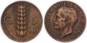 �C�^���A - �C�^���A 5 Centesimi 1919-1943 - ���܂��܂ȔN -