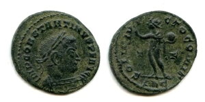 SOLI INVICTO COMITI follis of Constantine I (AD 317-337 AD)�A�������A���[�}�鍑
