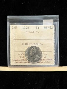1928 �N ICCS �O���[�h�J�i�_ 5 �Z���g�A**MS-62** #LT 084