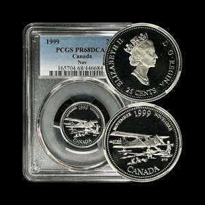 �J�i�_�B 1999�N 25�Z���g �V���o�[ PCGS PR68-�~���j�A���A11���A��s�@ ?? -