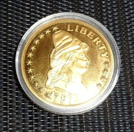 アメリカ造幣局コイン 1797年 リバティ ターバンヘッド イーグル コピー 24金 レイヤー
