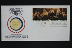 �č� 1976�N �A�����J����200���N�L�O���_�� FDC �X�^�[�����O�V���o�[���_���t�� (ME18/D4)