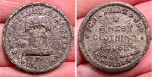 1876�N Rulau Pa Ph 761 John Stilz & Son Clothing�APhila/Liberty Bell Merchant Token