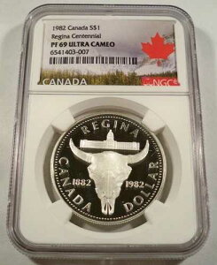 1982 NGC PF69UCAM �J�i�_ �V���o�[ �h�� ���W�[�i 1882-1982 S$1 PR 69 �E���g���J���I