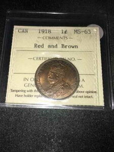 1918�N ICCS �O���[�h�J�i�_�A��^1�Z���g�A**MS-63** # WI 699