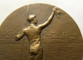 1930年代のスポーツアールデコメダル50mmボーディション賞ボートフランスブロンズ