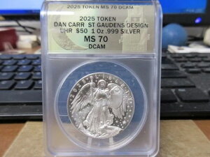 2025 Saint Gaudens UHR $50 �_�j�G���E�J�[0.999 �V���o�[ ANACS MS 70-