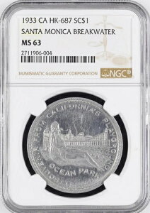 1933�N�T���^���j�J�u���C�N�E�H�[�^�[���_���uLARSCO 11�vHK-687 MS63 NGC�J���t�H���j�A�g�[�N��