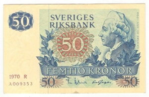 �X�E�F�[�f�� 50 �N���[�i 1970 P:53a XF Sveriges Riksbank �u�����ȓ������v
