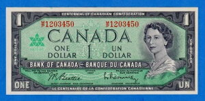 �J�i�_ $1 1967 P-84b / BC-45b-i QE II UNC �m�[�g - M/P 1203450
