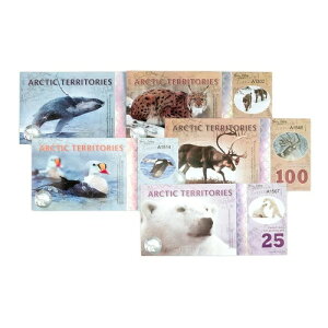 5 ��ނ̈قȂ� Arctic Terr. 25�A50�A100�A250�A500 Polar Dollars 2013-17 AU-Unc �� 1 �Z�b�g�B