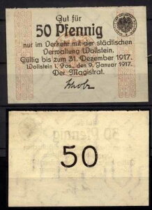 [14407] - �ً}���� WOLLSTEIN�i�����FWolsztyn�j�A�s�A50 Pf�A1917�N1��9���B�e�B�G�X�e -