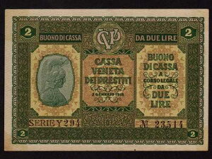 �C�^���A�FP-M5,2 �����A1918 * �A�e�i * CASSA VENETA DEI PRESTITI * EF+ *