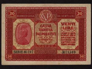 �C�^���A�FP-M7,20����,1918 * �A�e�i * CASSA VENETA DEI PRESTITI * EF+ *