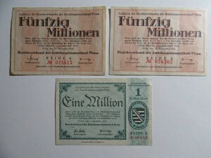 3x Stadt Pirna Eine F?nfzig Millionen Mark 1 50 Gutschein des Bezirksverbandes
