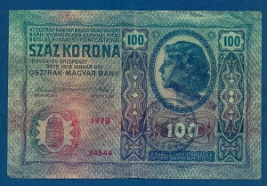 100 �N���[�l�� 1912�B�I�[�X�g���A �n���K���[�����A�؎� POGLAVARSTVO OP?INE SESVETE!