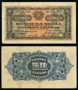 �ʉ� 1919 �N���U���r�[�N 50 �Z���^�{�X���� P #R3a Banco Da Beira Nice VF+