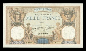 �t�����X - 1000�t���� Ceres et Mercure 1931 F.37.06, P.79b VF / VF