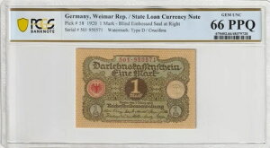 �h�C�c 1920�N 1�}���N PCGS�F�莆�� UNC 66 PPQ Pick 58