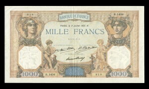 �t�����X - 1000�t���� Ceres et Mercure 1931 F.37.06, P.79b VF / VF