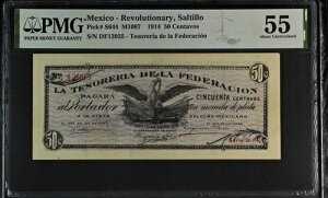 ���L�V�R-Rev Saltillo 1914 50 Centavos P#S644 M1087 PMG �� UNC 55