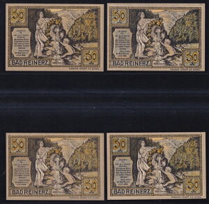 Bad Reinerz �|�[�����h Duszniki Zdr?j: 4x 50 Pfennig 1.7.1921 (1111.2)-