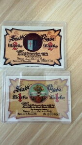 1921 �N�h�C�c L?gde Notgeld 1 & 2 �}�[�N �y�A ? ���L���A������ / Unser t?glich B