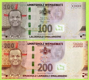 �X���W�����h / eSwatini 100 200 Emalangeni 2017 P42 P43 UNC - �n�C�u���b�h �|���}�[