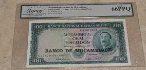 100 �G�X�N�[�h 1961 Banco De Mozambique LEGACY 66 PPQ!!!!
