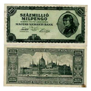 �n���K���[ 100,000,000,000,000 Szazmillio Mil Pengo P-130 1946 �n���K���[�̎���