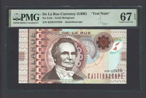 De La Rue (GBR)�A���j�b�g�Ȃ��A�S�[���h�z���O�������؋��A�u�e�X�g�m�[�g�vUNC�O���[�h67