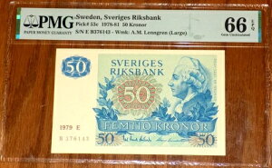 �X�E�F�[�f�� 50 �N���[�i 1978-81 PMG 66 EPQ Sveriges Riksbank Pick# 53c �X�E�F�[�f������