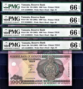 �o�k�A�c 1000 �o�c 2002 LOW �V���A�� 000033 Pick-10b GEM UNC PMG 66 EPQ