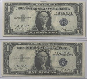 LOTE De Billes De 1 Dolar Consecutivos Con Estrella A?o 1935 E.