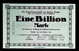1923 �N �h�C�c WETZLAR 1.000.000.000.000 / 1 ���}���N���� unc