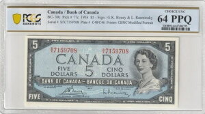 �J�i�_ 1954�N 5�h������ PCGS�F�� UNC 64 PPQ Pick BC-39c