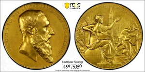 1885 �N�x���M�[���������� Wurzbach-5108 Gilt-AE �����_�� PCGS SP62