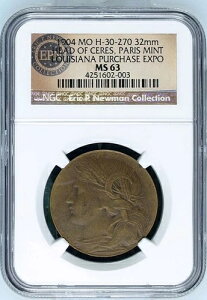1904�N MO H-30-270 32MM CERES�w�b�h�A�p�������ǁALA PURCHASE EXPO NGC MS 63 X 7